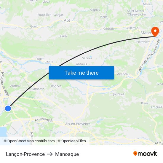 Lançon-Provence to Manosque map