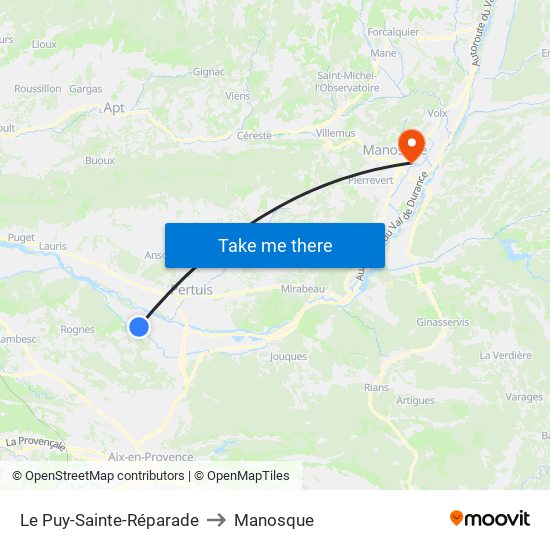 Le Puy-Sainte-Réparade to Manosque map