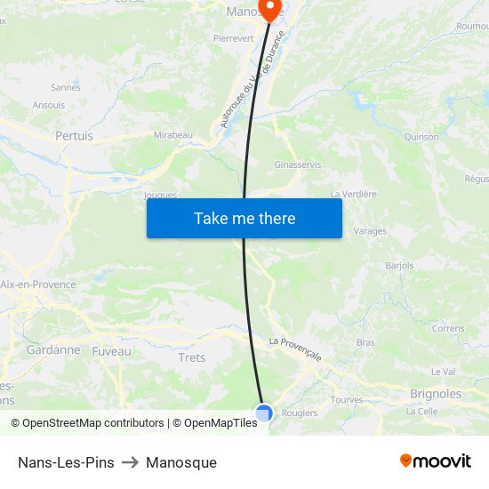 Nans-Les-Pins to Manosque map