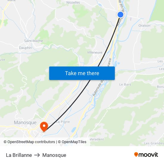 La Brillanne to Manosque map
