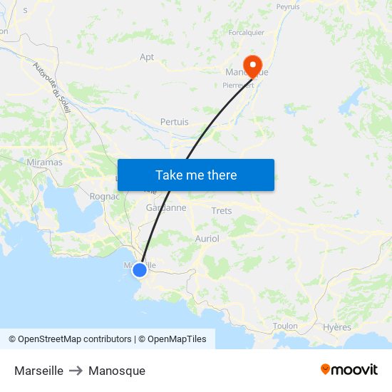 Marseille to Manosque map