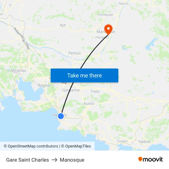 Gare Saint Charles to Manosque map