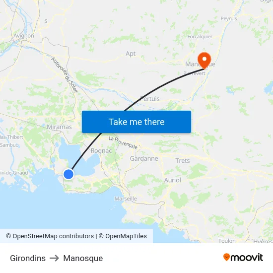 Girondins to Manosque map