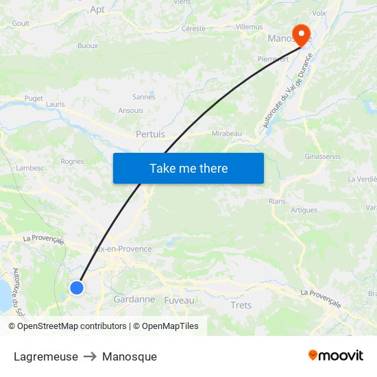 Lagremeuse to Manosque map