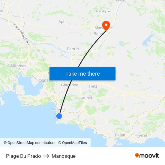 Plage Du Prado to Manosque map