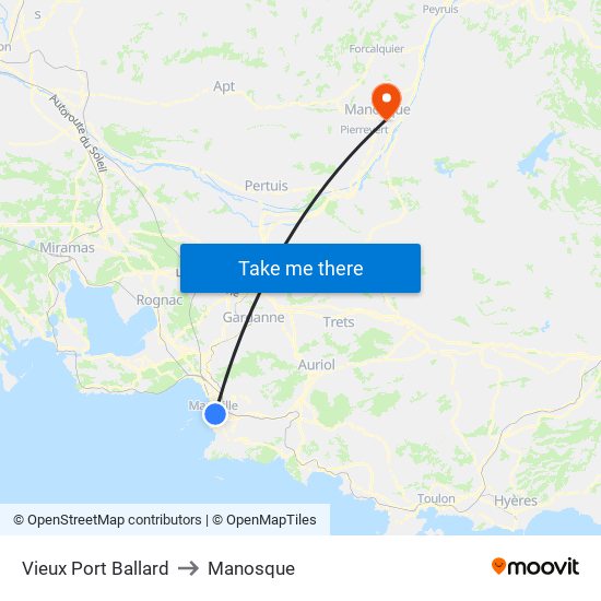 Vieux Port Ballard to Manosque map
