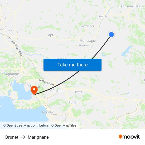 Brunet to Marignane map