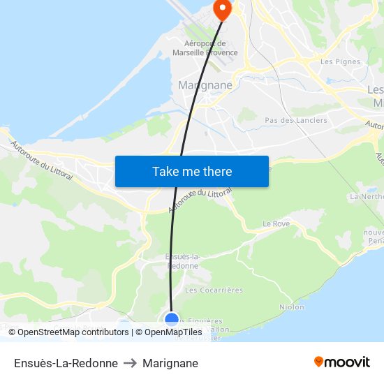 Ensuès-La-Redonne to Marignane map