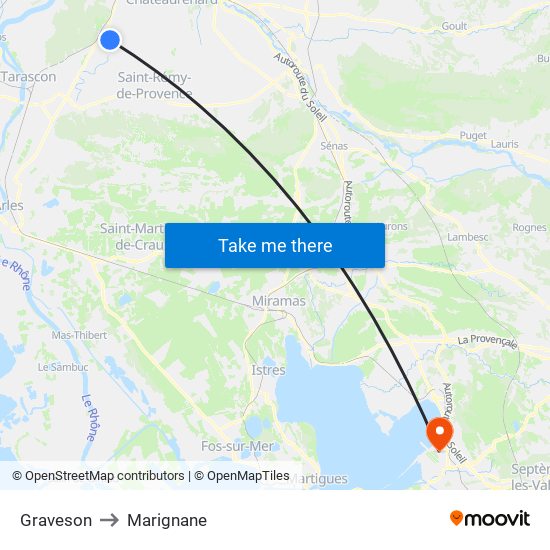 Graveson to Marignane map