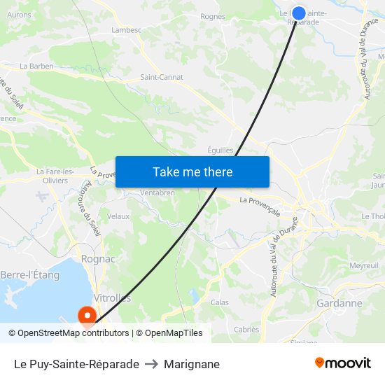 Le Puy-Sainte-Réparade to Marignane map