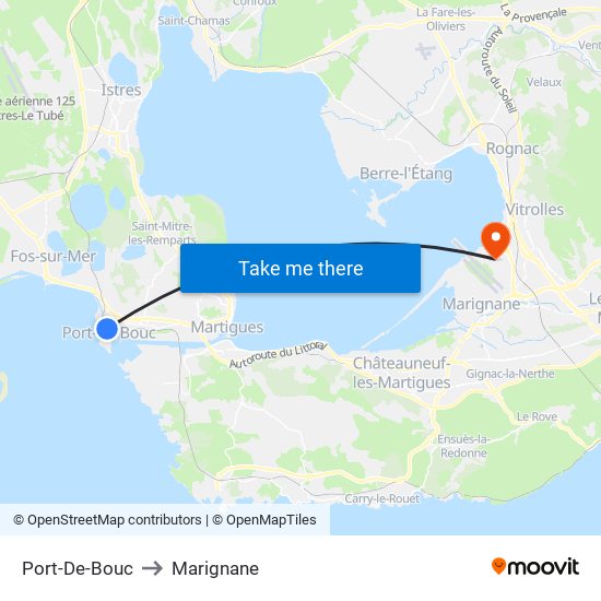 Port-De-Bouc to Marignane map