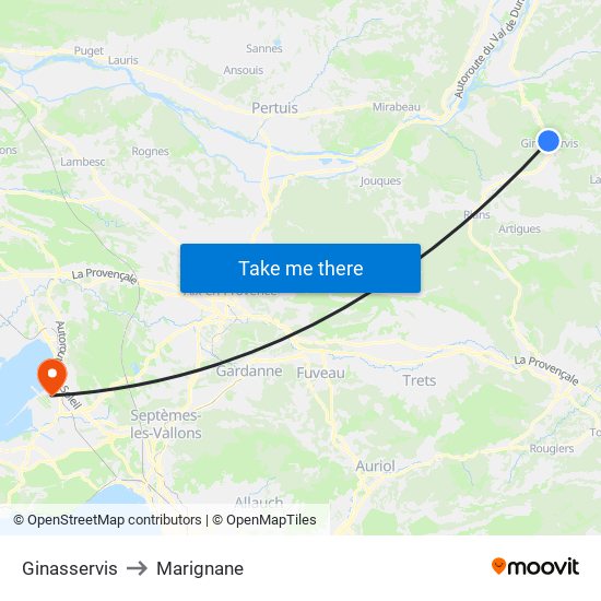 Ginasservis to Marignane map