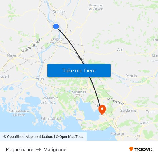 Roquemaure to Marignane map