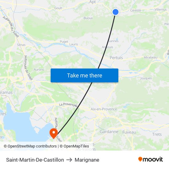 Saint-Martin-De-Castillon to Marignane map