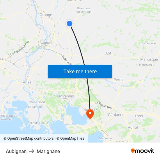 Aubignan to Marignane map