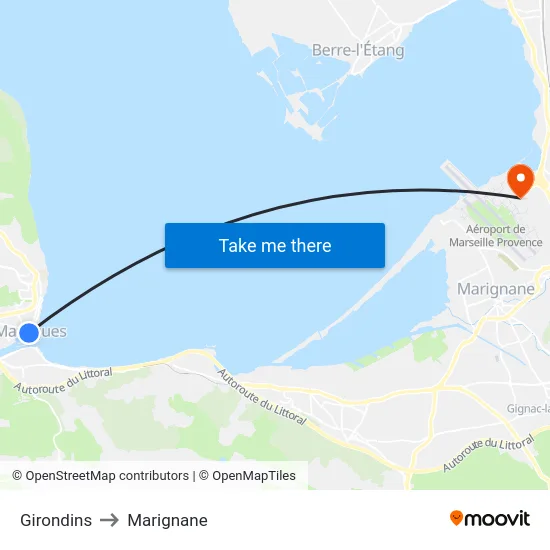 Girondins to Marignane map