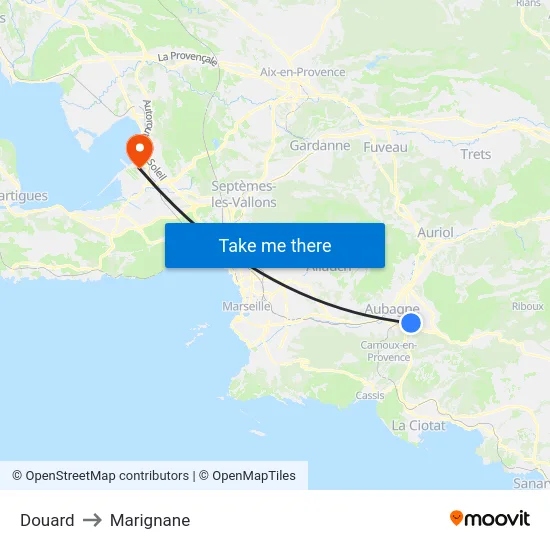 Douard to Marignane map