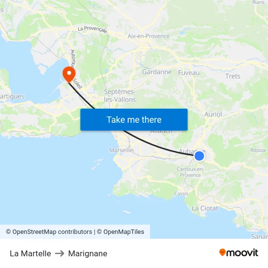 La Martelle to Marignane map