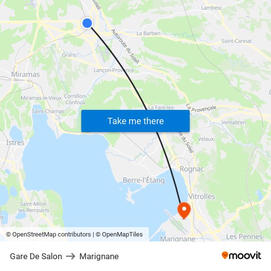 Gare De Salon to Marignane map