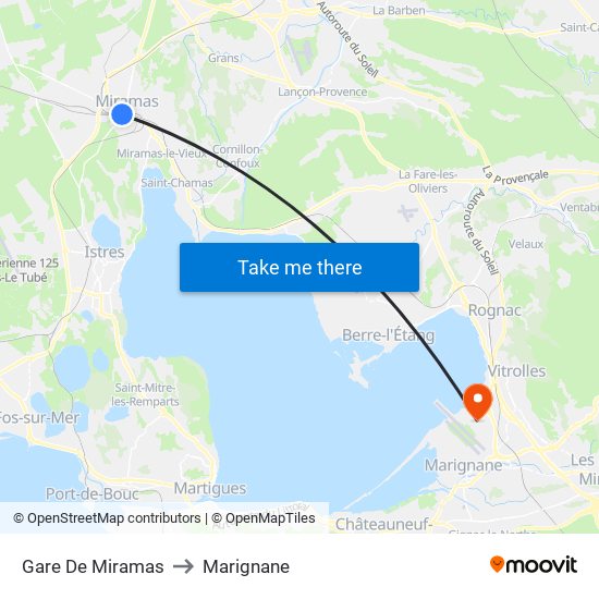 Gare De Miramas to Marignane map