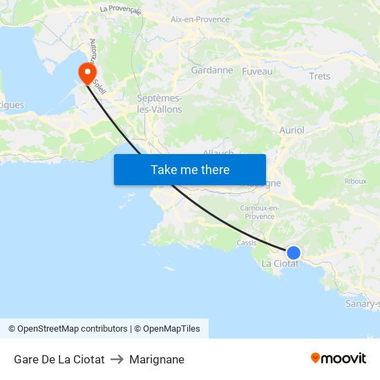 Gare De La Ciotat to Marignane map