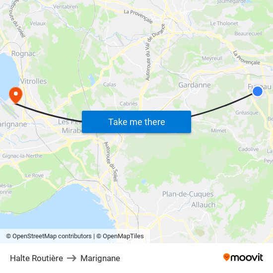 Halte Routière to Marignane map