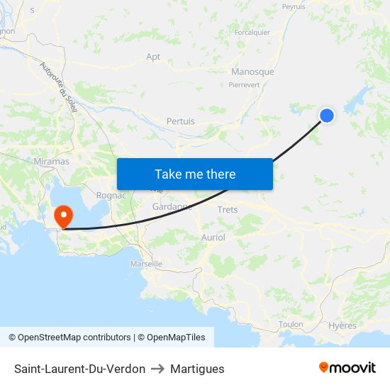 Saint-Laurent-Du-Verdon to Martigues map
