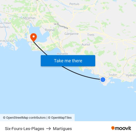 Six-Fours-Les-Plages to Martigues map