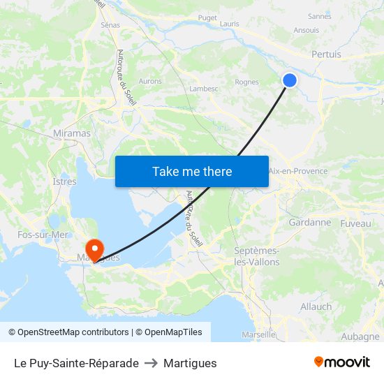 Le Puy-Sainte-Réparade to Martigues map