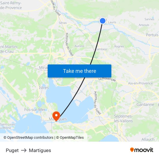 Puget to Martigues map