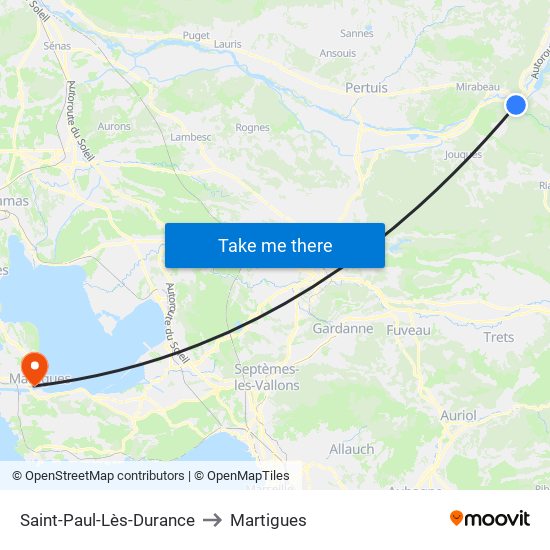Saint-Paul-Lès-Durance to Martigues map