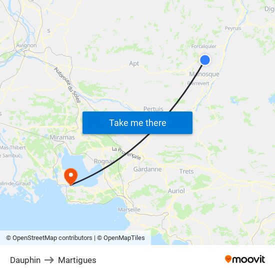 Dauphin to Martigues map