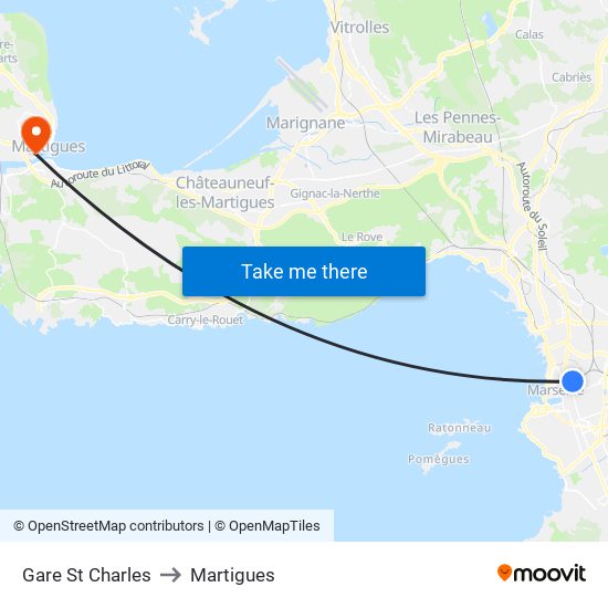 Gare St Charles to Martigues map