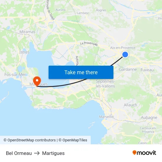 Bel Ormeau to Martigues map