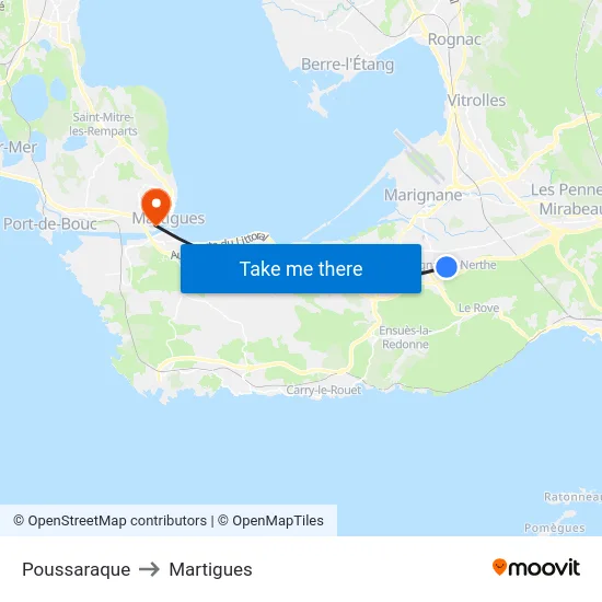 Poussaraque to Martigues map