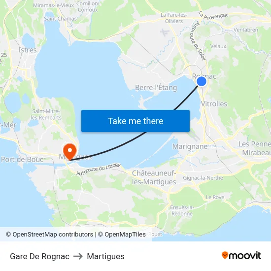 Gare De Rognac to Martigues map