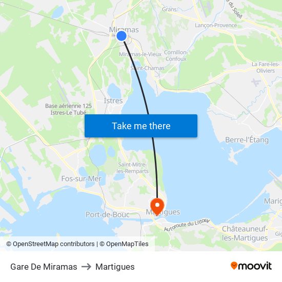Gare De Miramas to Martigues map