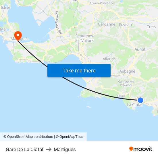 Gare De La Ciotat to Martigues map