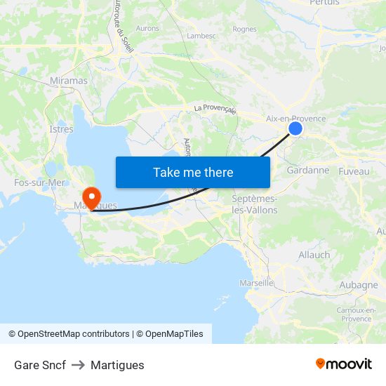 Gare Sncf to Martigues map