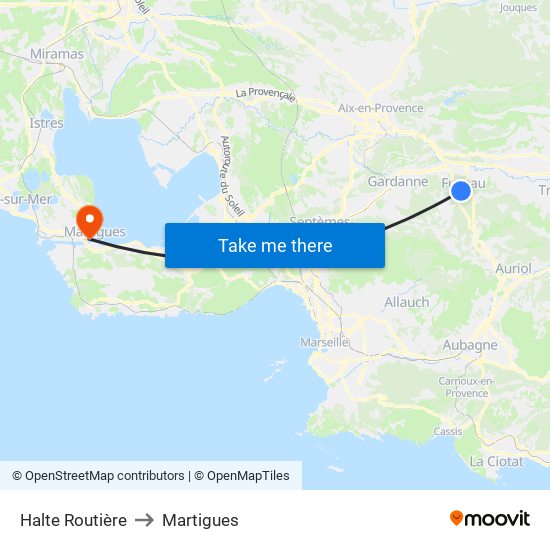 Halte Routière to Martigues map