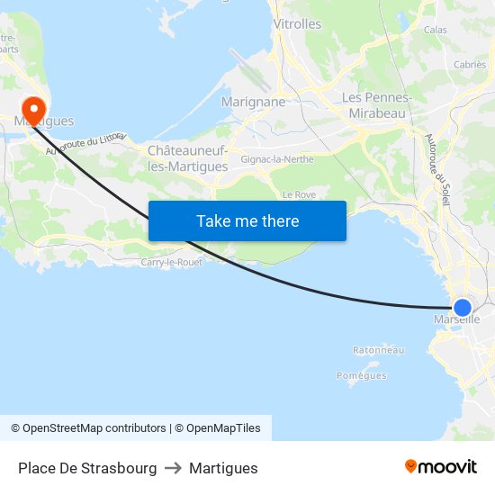 Place De Strasbourg to Martigues map
