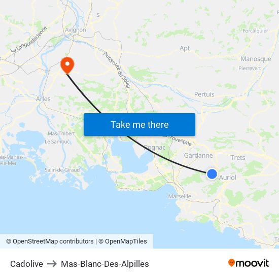 Cadolive to Mas-Blanc-Des-Alpilles map