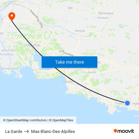 La Garde to Mas-Blanc-Des-Alpilles map