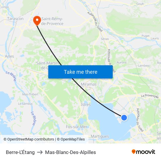 Berre-L'Étang to Mas-Blanc-Des-Alpilles map