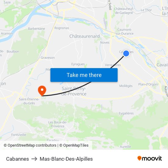 Cabannes to Mas-Blanc-Des-Alpilles map