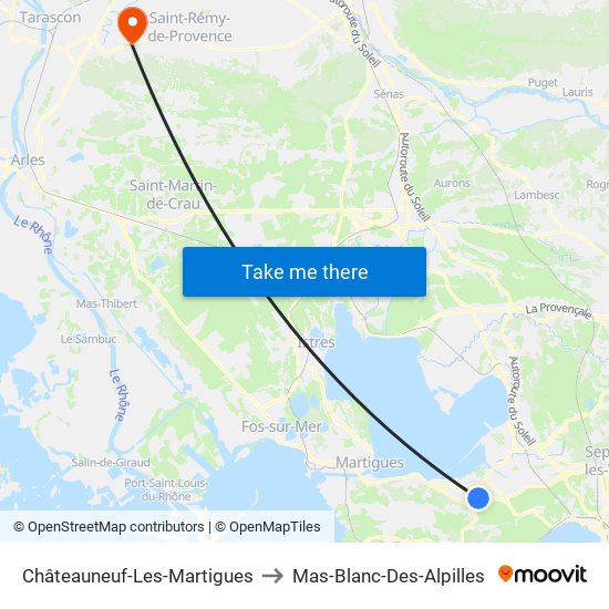 Châteauneuf-Les-Martigues to Mas-Blanc-Des-Alpilles map