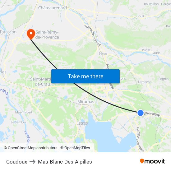 Coudoux to Mas-Blanc-Des-Alpilles map