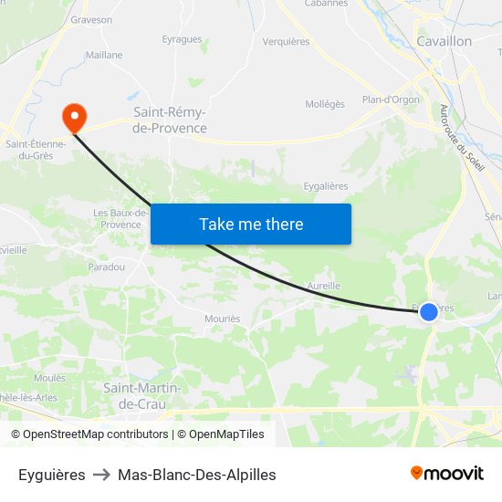 Eyguières to Mas-Blanc-Des-Alpilles map