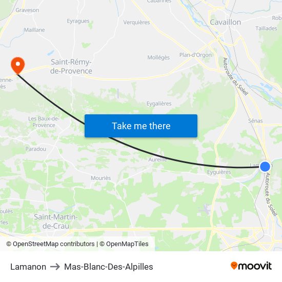 Lamanon to Mas-Blanc-Des-Alpilles map