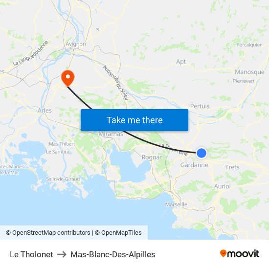 Le Tholonet to Mas-Blanc-Des-Alpilles map